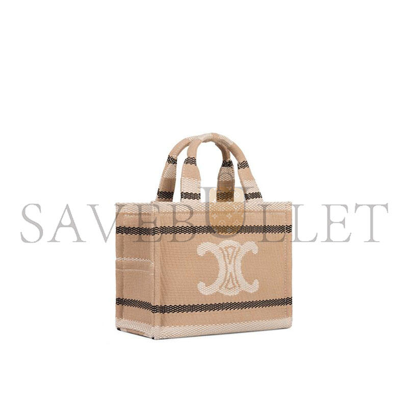 CELINE SMALL CABAS THAIS IN STRIPED TEXTILE WITH TRIOMPHE 199162FV2.02BL (25.5*18.5*12cm)